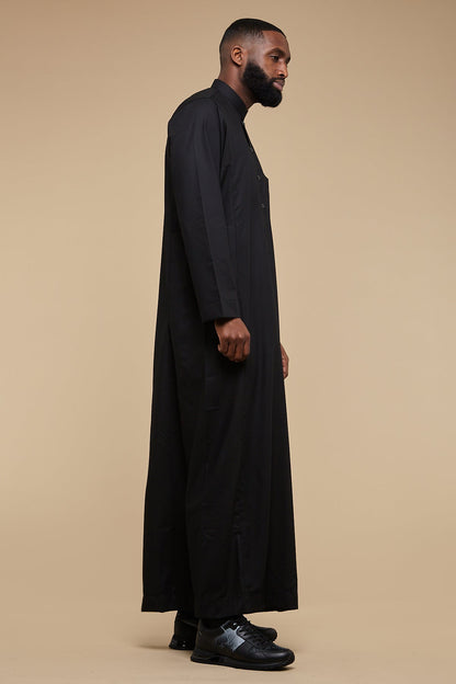 Classic Collar Black Thobe