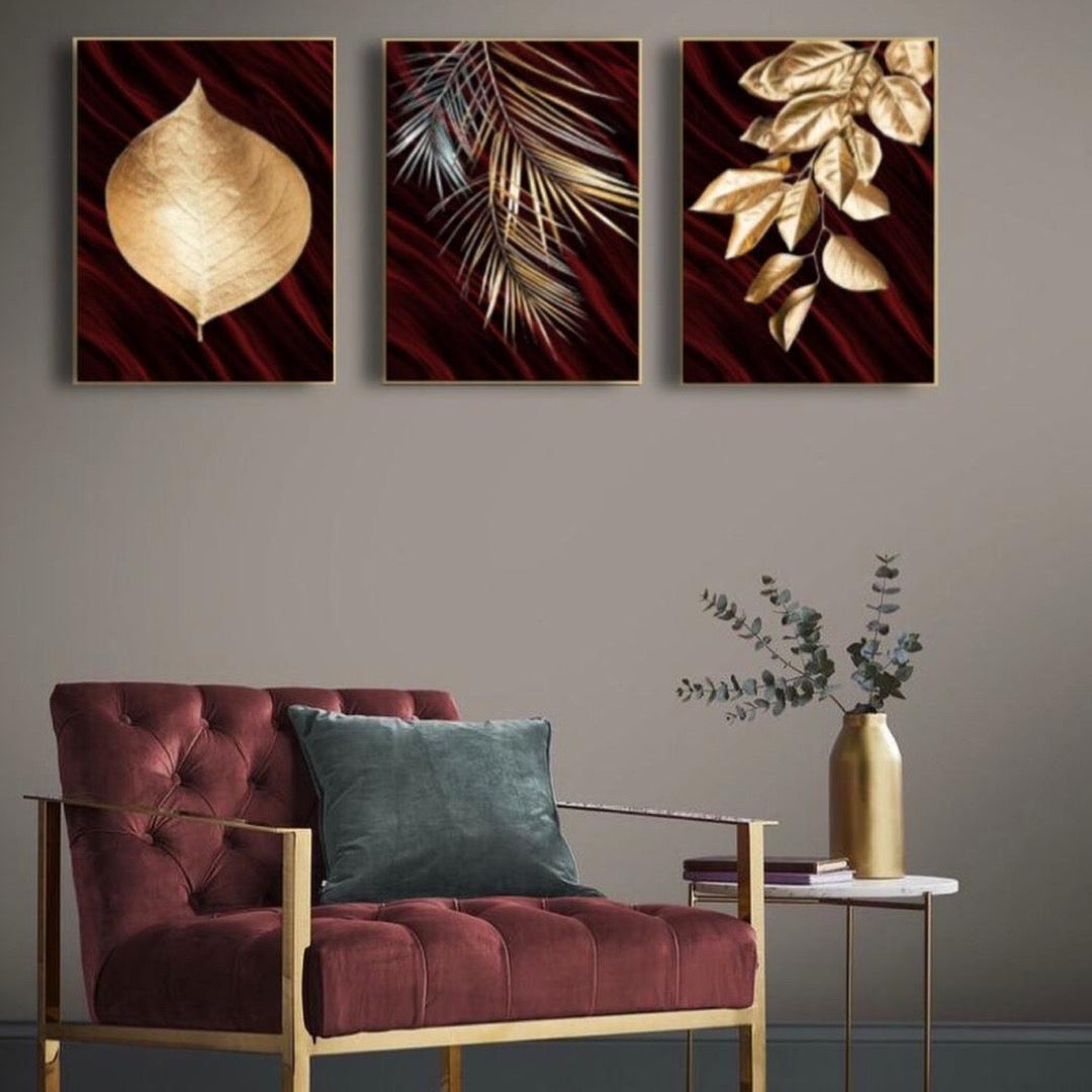 Maroon luxe  (3panel) | Wall Art