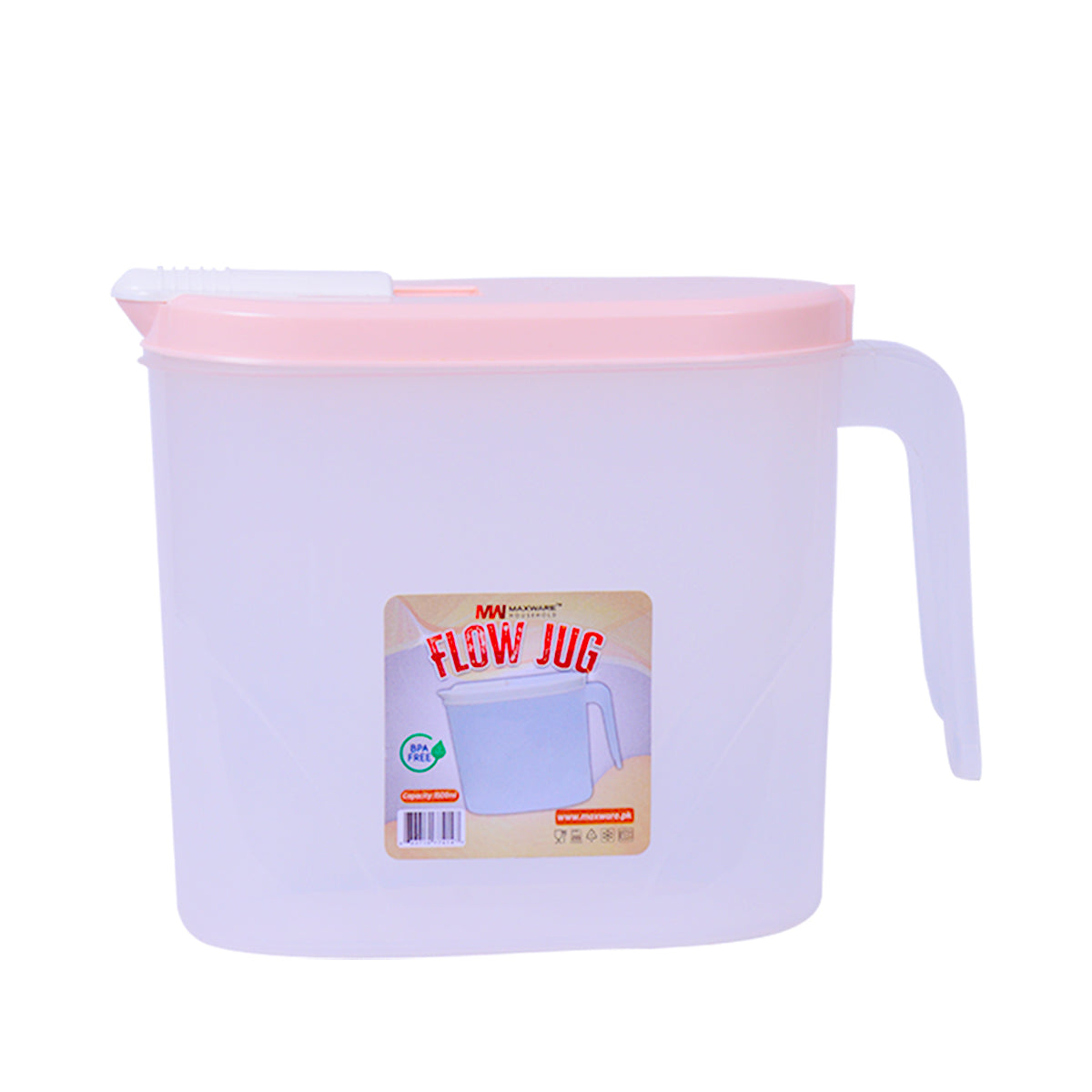 1pc Flow Jug – 1500 ml Plastic Water & Juice Jug with Easy-Pour Lid (White, Grey, Pink, Beige)