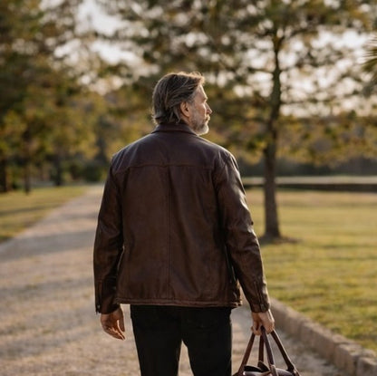 Glenwood Leather Driving Jacket | Mahogany