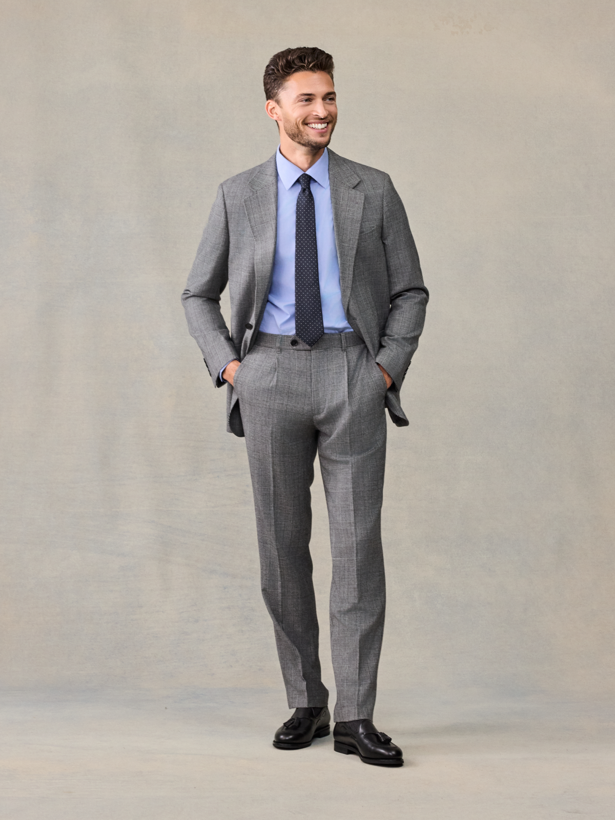 Grey Plaid Wool Suit