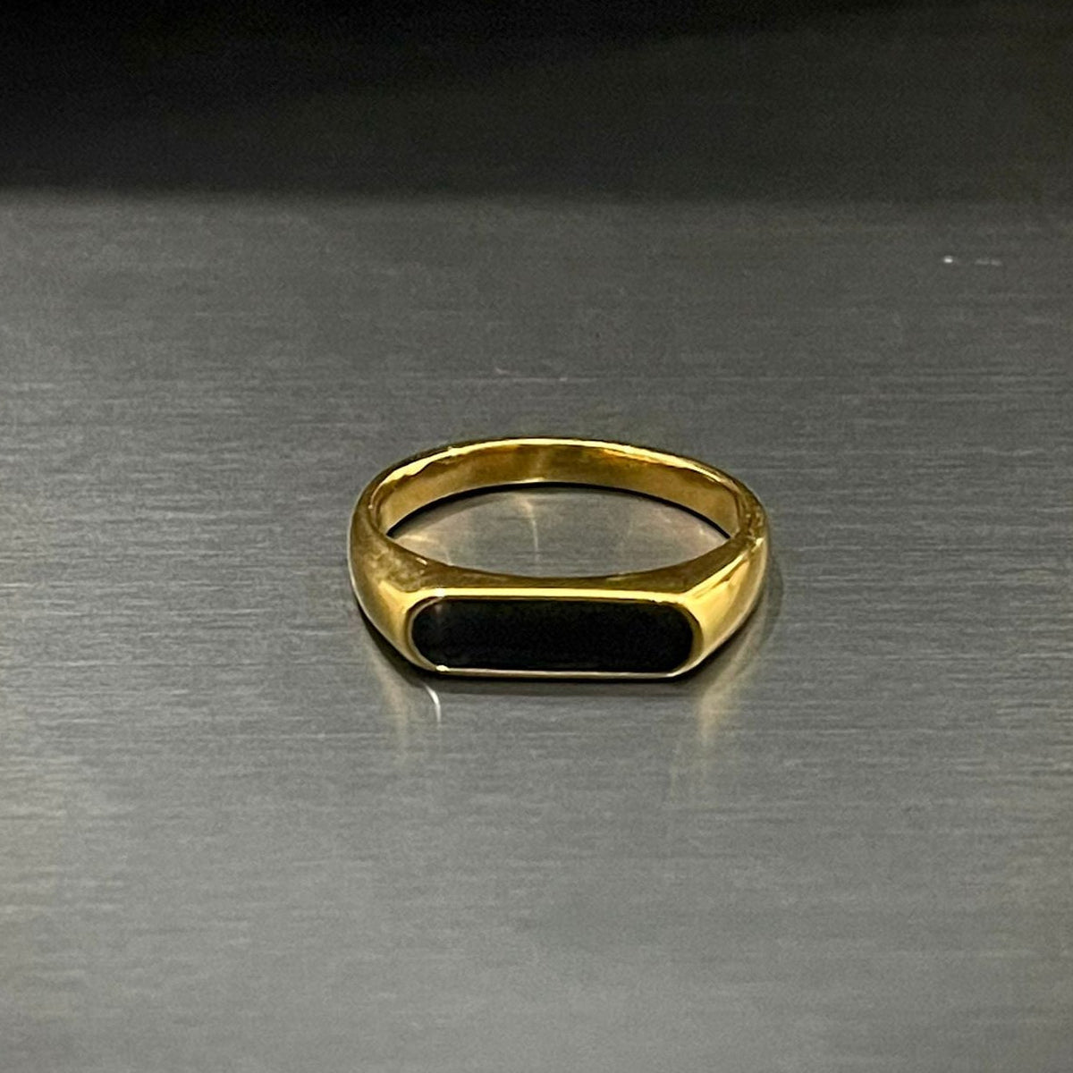 Minimal 24K Gold Plated Black Epoxy Ring For Men/Women