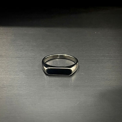 Minimal Silver Black Epoxy Ring For Men/Women