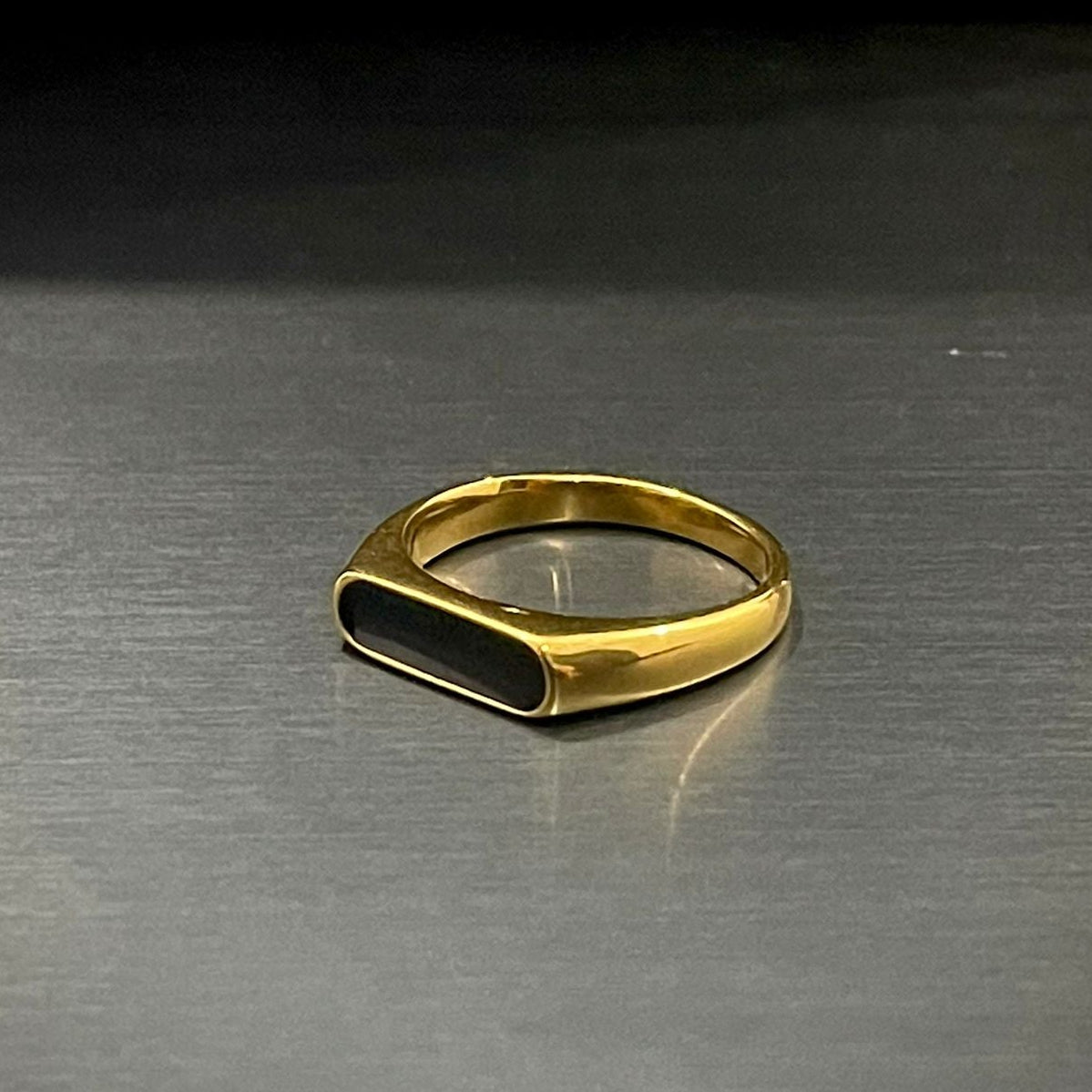 Minimal 24K Gold Plated Black Epoxy Ring For Men/Women
