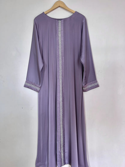 Lavender  - Panel Embroidery Abaya HJ1495