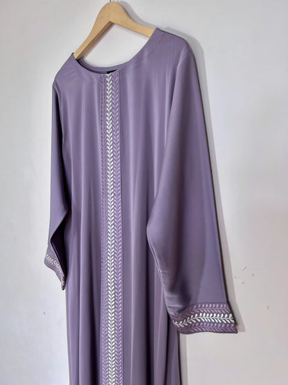 Lavender  - Panel Embroidery Abaya HJ1495