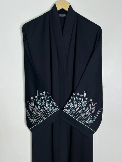 Black - Embroidered Bloom Abaya HJ1107