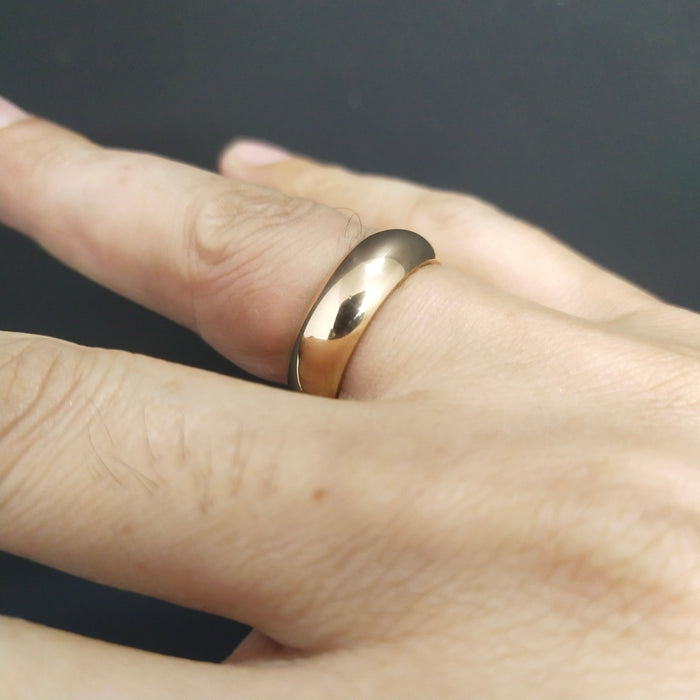 Rose Gold Titanium Round Ring For Men