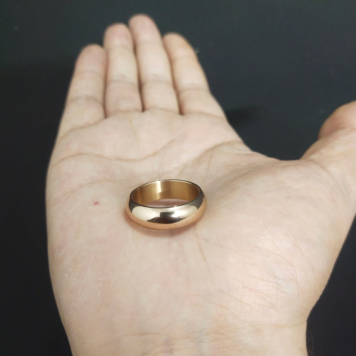 Rose Gold Titanium Round Ring For Men