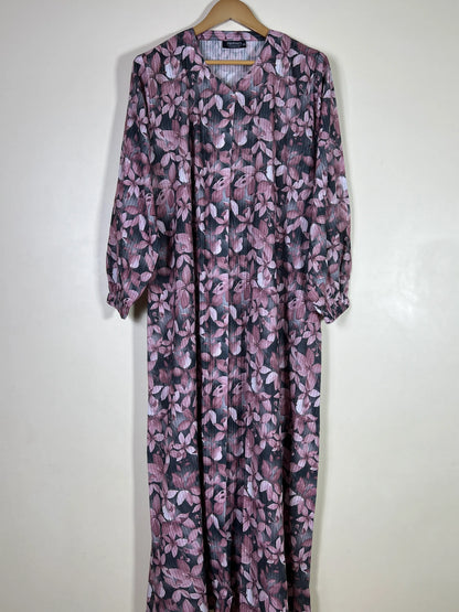 Mauve Black - Arabic Lawn Abaya HJ1692