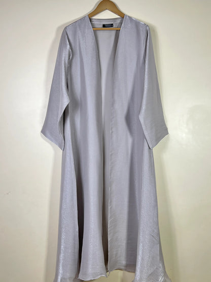 Silver Grey -  Zareen Crinkle Silk Abaya HJ1710