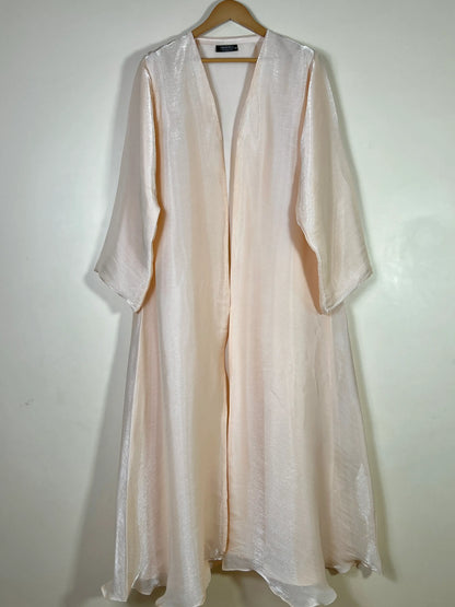 Soft Beige -  Zareen Crinkle Silk Abaya HJ1709