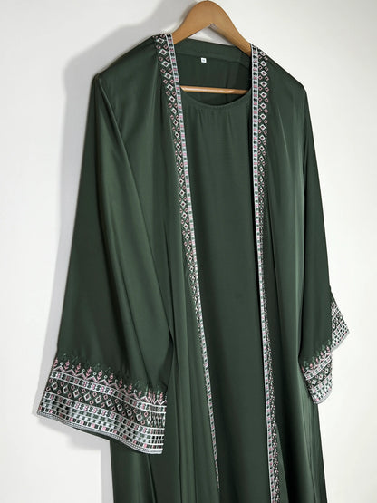Olive Green - Canvas Layer Abaya HJ1725