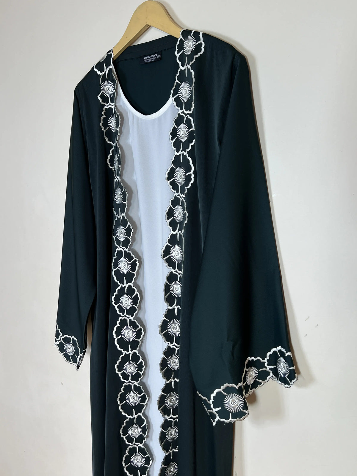 Bottle Green - Fleur Embroidered Abaya HJ1718