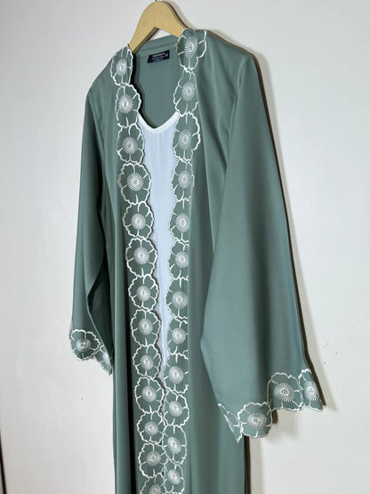 Sage Green - Fleur Embroidered Abaya HJ1716