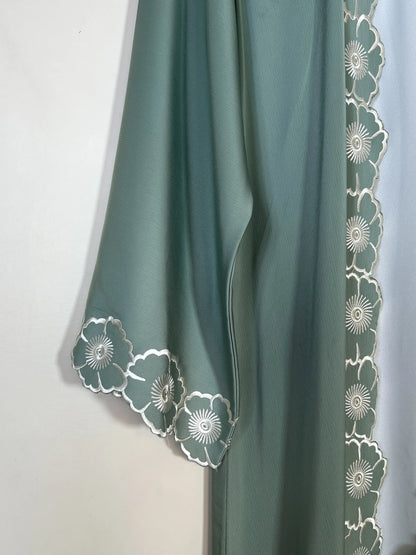 Sage Green - Fleur Embroidered Abaya HJ1716