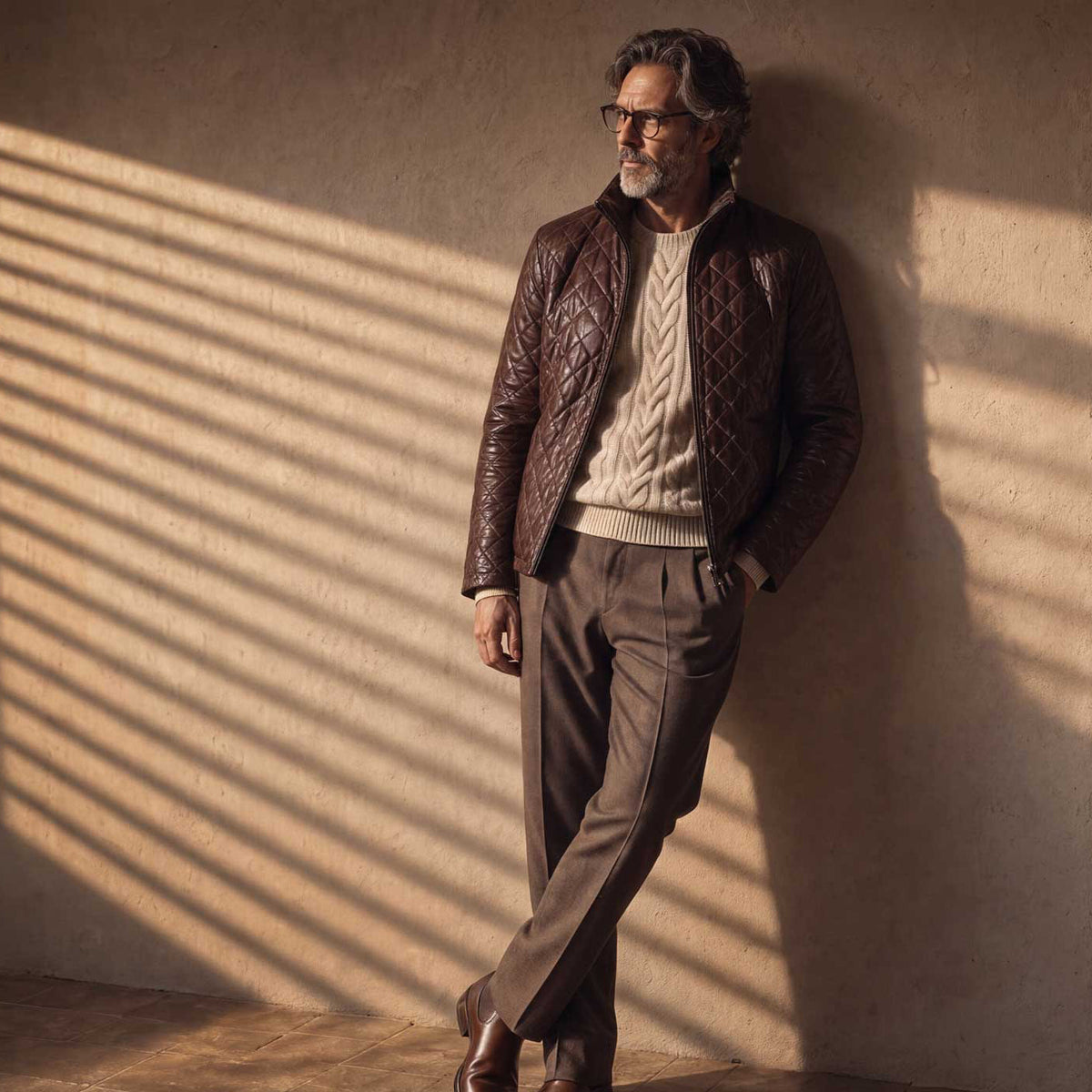 Highlands Quilted Leather Jacket | Mahogany Brown