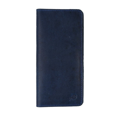 Slim Vintage Long Leather Travel Wallet For Mobile/Credit Cards-BLUE BERRY