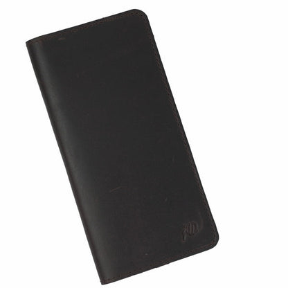 Slim Vintage Long Leather Travel Wallet For Mobile/Credit Cards-BROWN