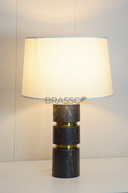 Long Black Marble-Texture Brass Metal table Lamp