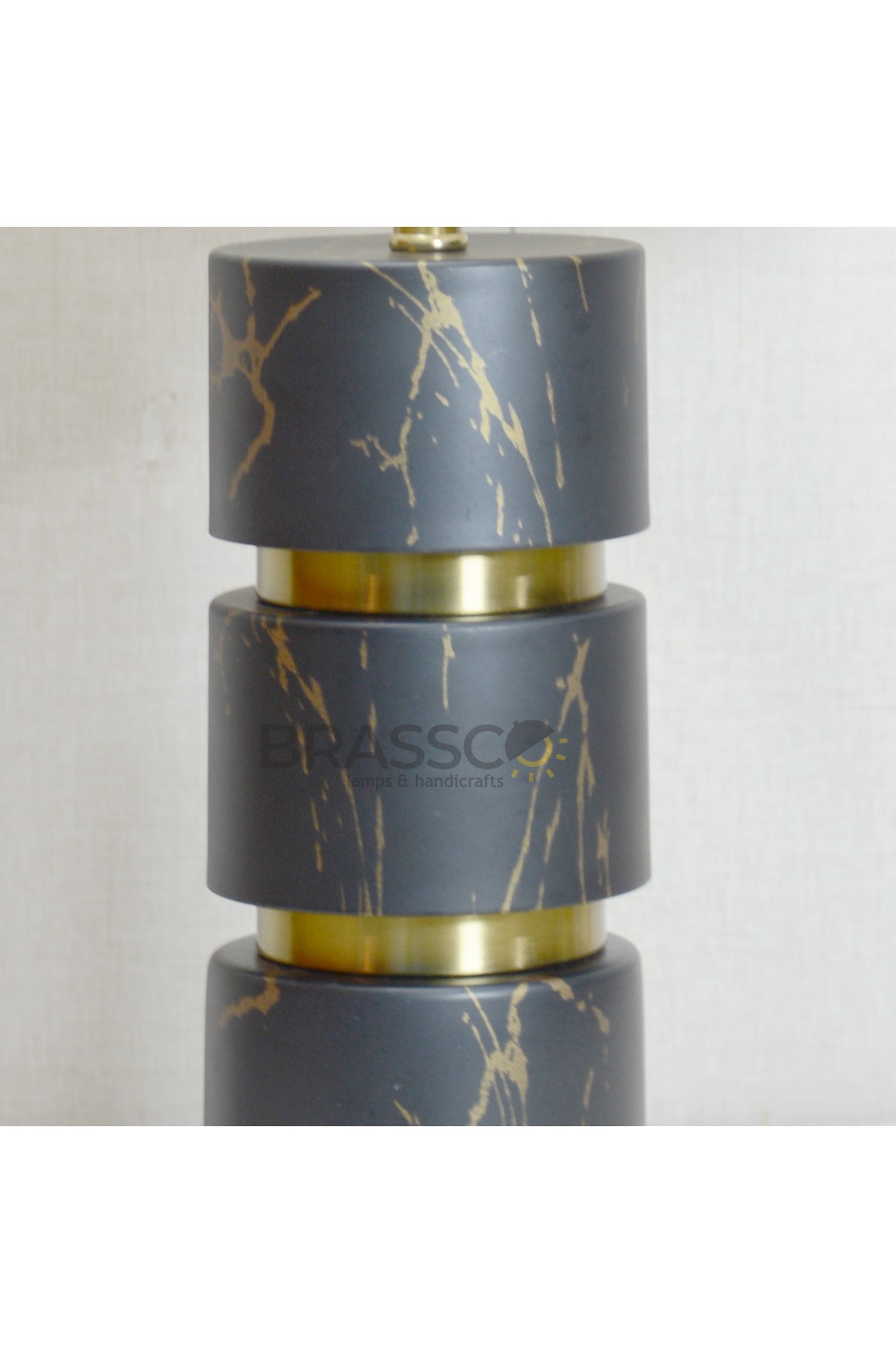 Long Black Marble-Texture Brass Metal table Lamp