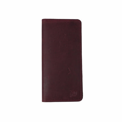 Slim Vintage Long Leather Travel Wallet For Mobile/Credit Cards CRIMSON RED