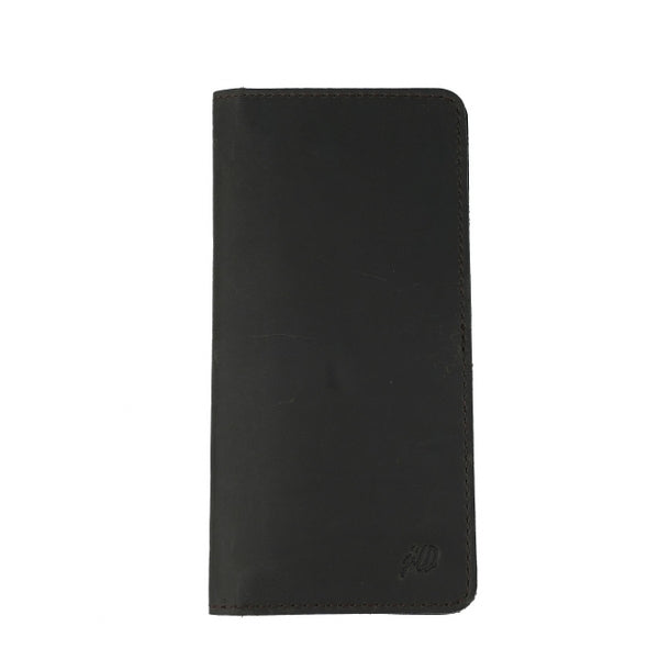 Genuine Vintage Leather Travel Mobile Long Wallet-CHARCOAL BLACK