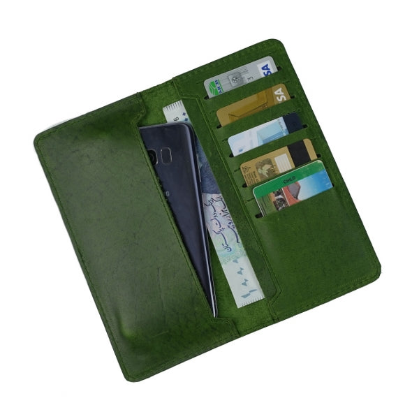 Genuine Vintage Leather Travel Mobile Long Wallet OLIVE GREEN