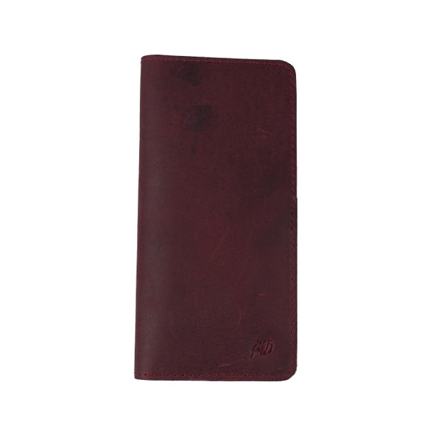 Genuine Vintage Leather Travel Mobile Long Wallet CRIMSON RED