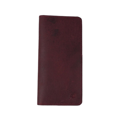 Genuine Vintage Leather Travel Mobile Long Wallet CRIMSON RED