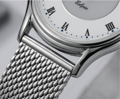 Lugano Eclipse Solar 36 MM Steel + Free Leather Band