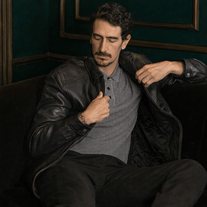 Glenwood Leather Driving Jacket | Vintage Black