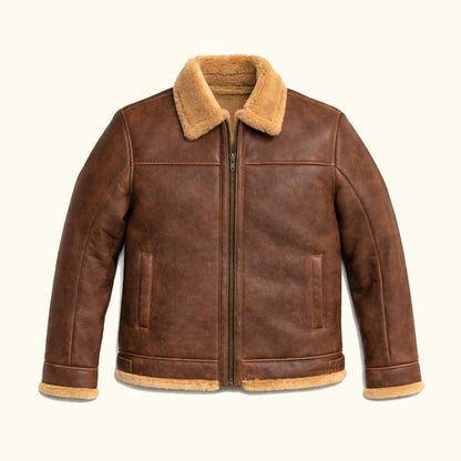 Shearling Leather Bomber Jacket | Grizzly Brown