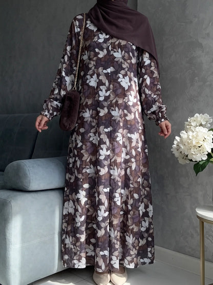 Mocha Brown - Arabic Lawn Abaya HJ1682