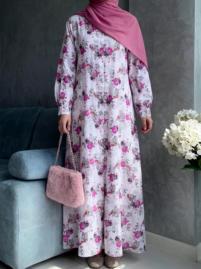 Rose Grey - Arabic Lawn Abaya HJ1691