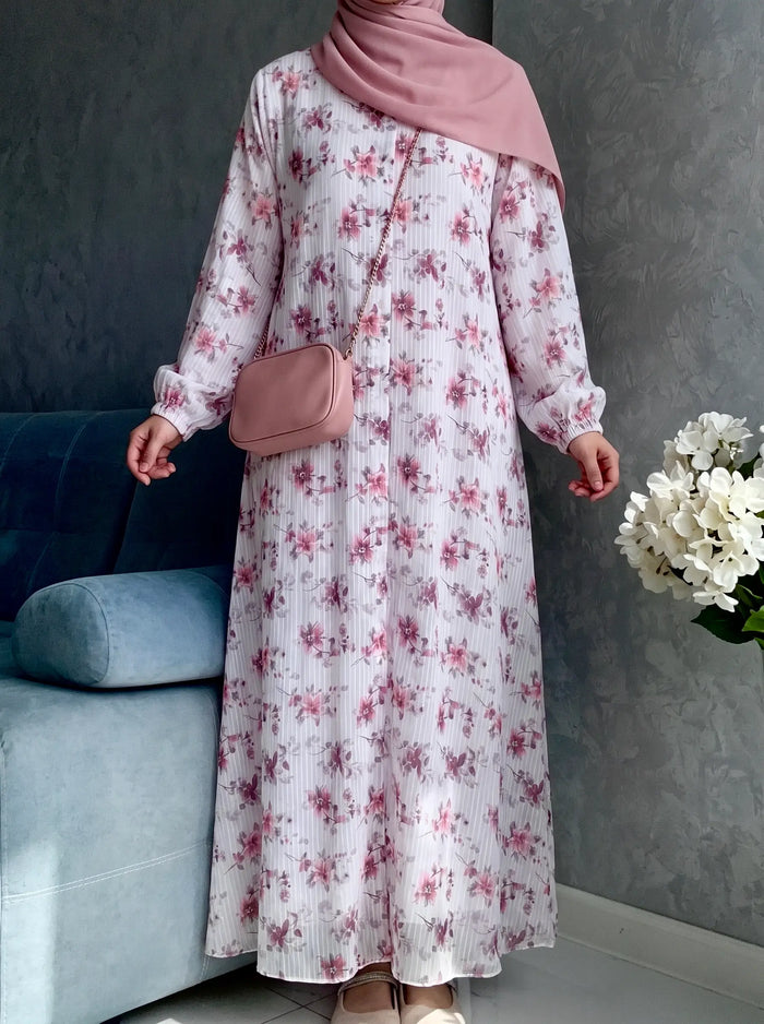 Soft Pink - Arabic Lawn Abaya HJ1683