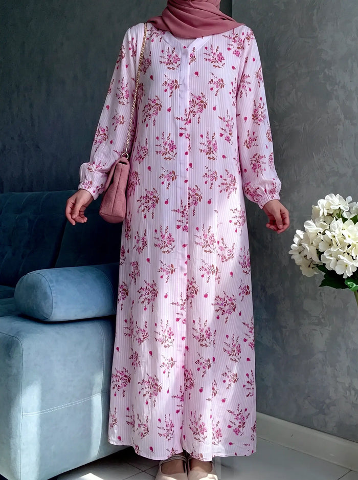 Light Pink- Arabic Lawn Abaya HJ1687