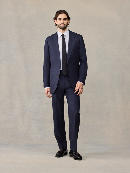 Navy Plaid Wool Suit