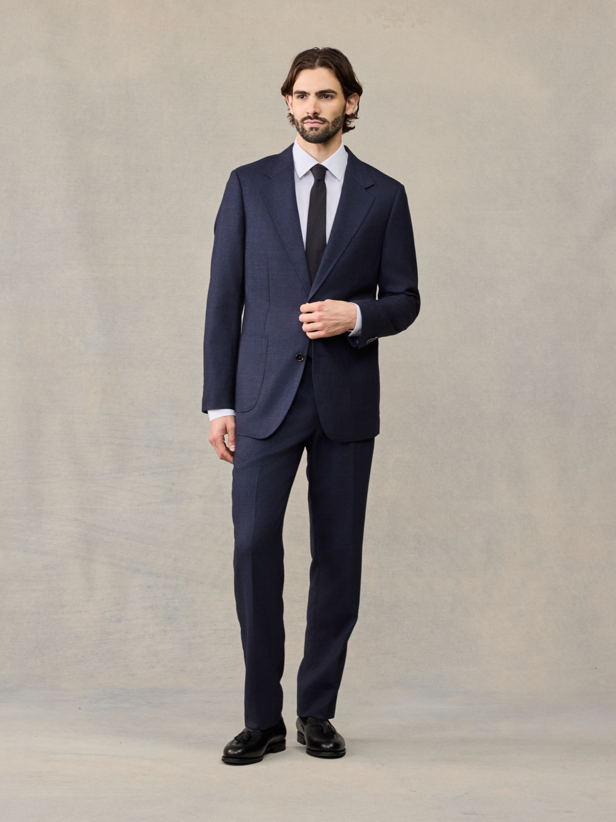 Navy Plaid Wool Suit