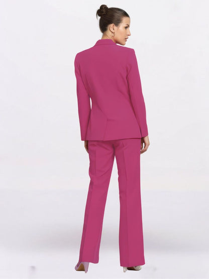 Women Hot Pink Single Breasted Formal Powersuit
