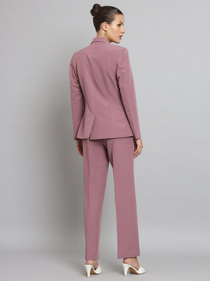 Women Dusty Pink Fit Single Breasted Formal Pantsuit