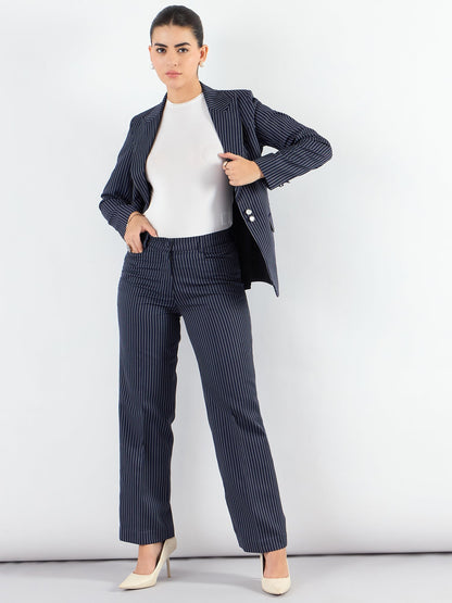 Women Striped Single-Breasted Formal Suit