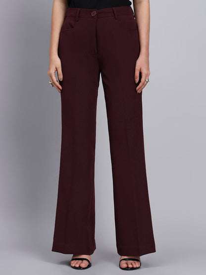 Women Burgundy Single Breasted Formal Pantsuit