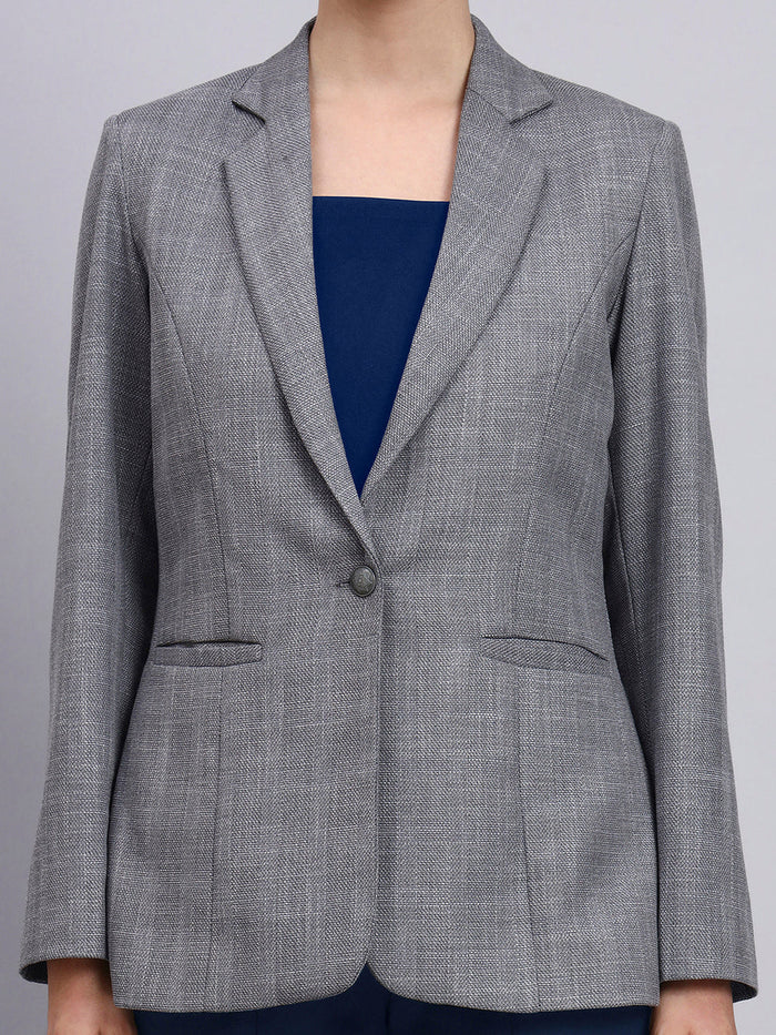 Tailored Grey Blazer with oxidized button