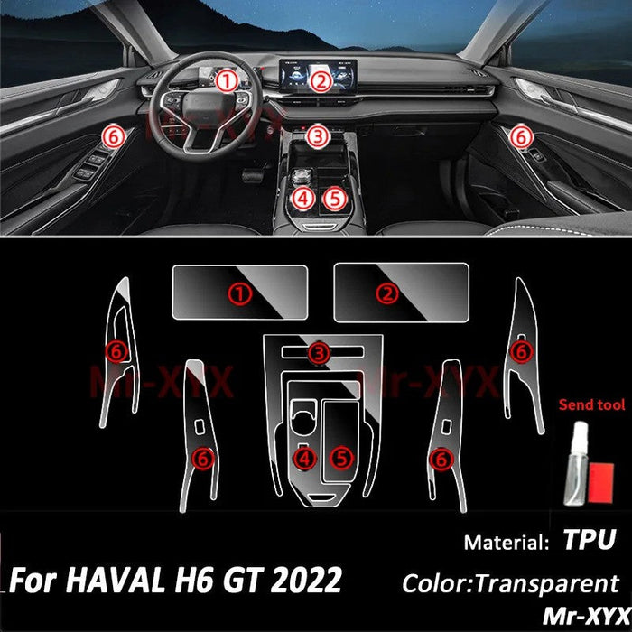 Haval H6 Interior PPF 10 Pcs Set TPU Material