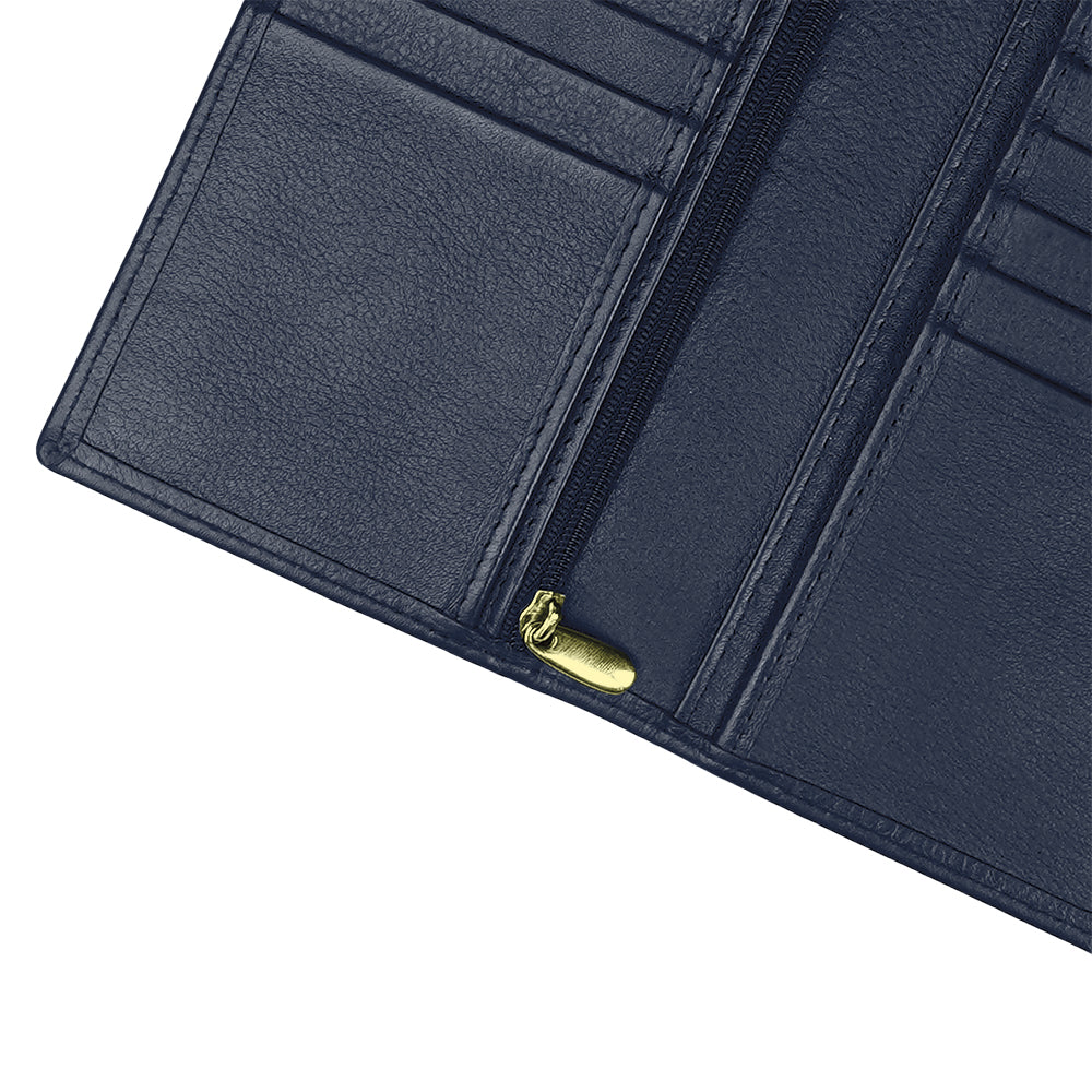 Executive Leather Long Wallet - Blue