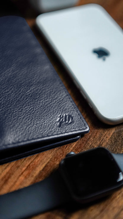 Executive Leather Long Wallet - Blue