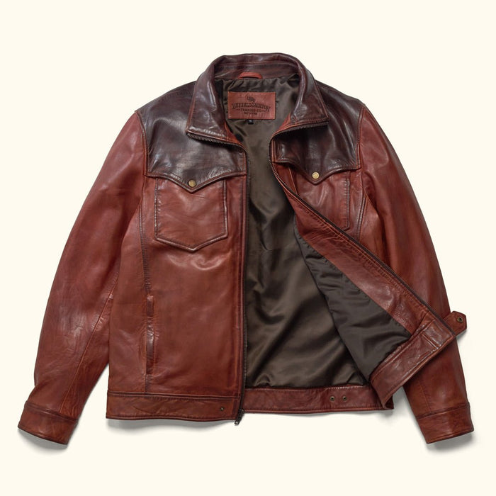 Western Elkhorn Leather Jacket | Distressed Brown & Chestnut