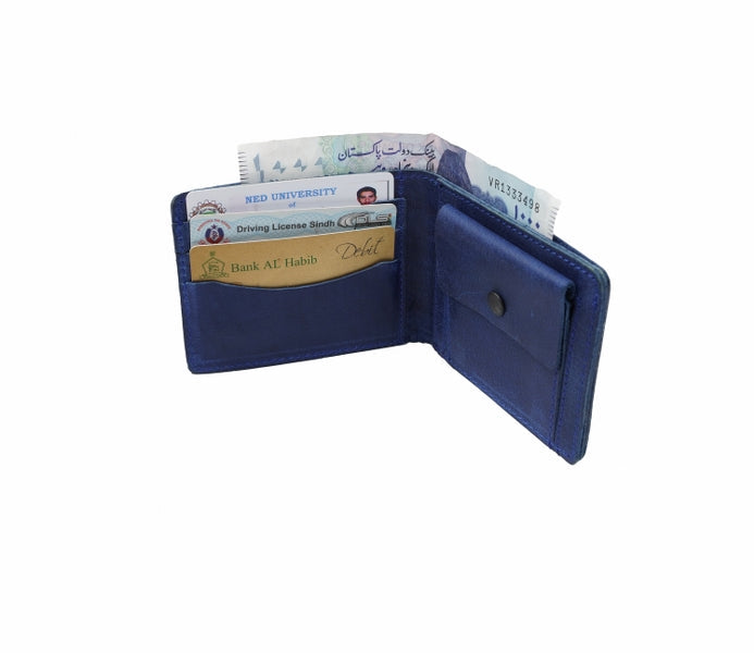 Mens Genuine Vintage Leather Wallet-BLUE BERRY