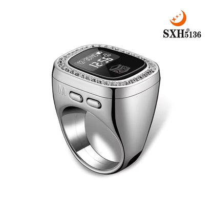 OLED Display Diamond Zikr Tasbeeh Ring – Rechargeable Digital Counter with 4 Modes